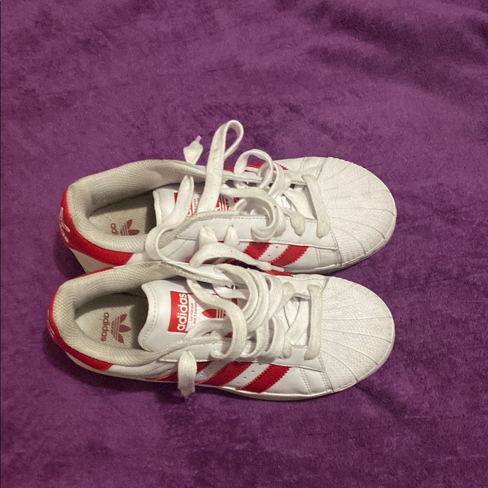 Adidas Kids White and Red Sneakers